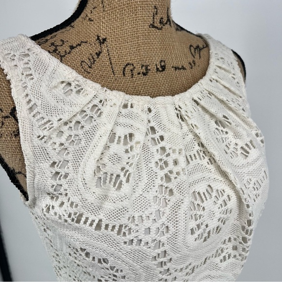 ADRIANNA PAPELL Ivory Sz 6 Crochet Lace A Line Sleeveless Knee‎ Length Dress - Picture 11 of 11